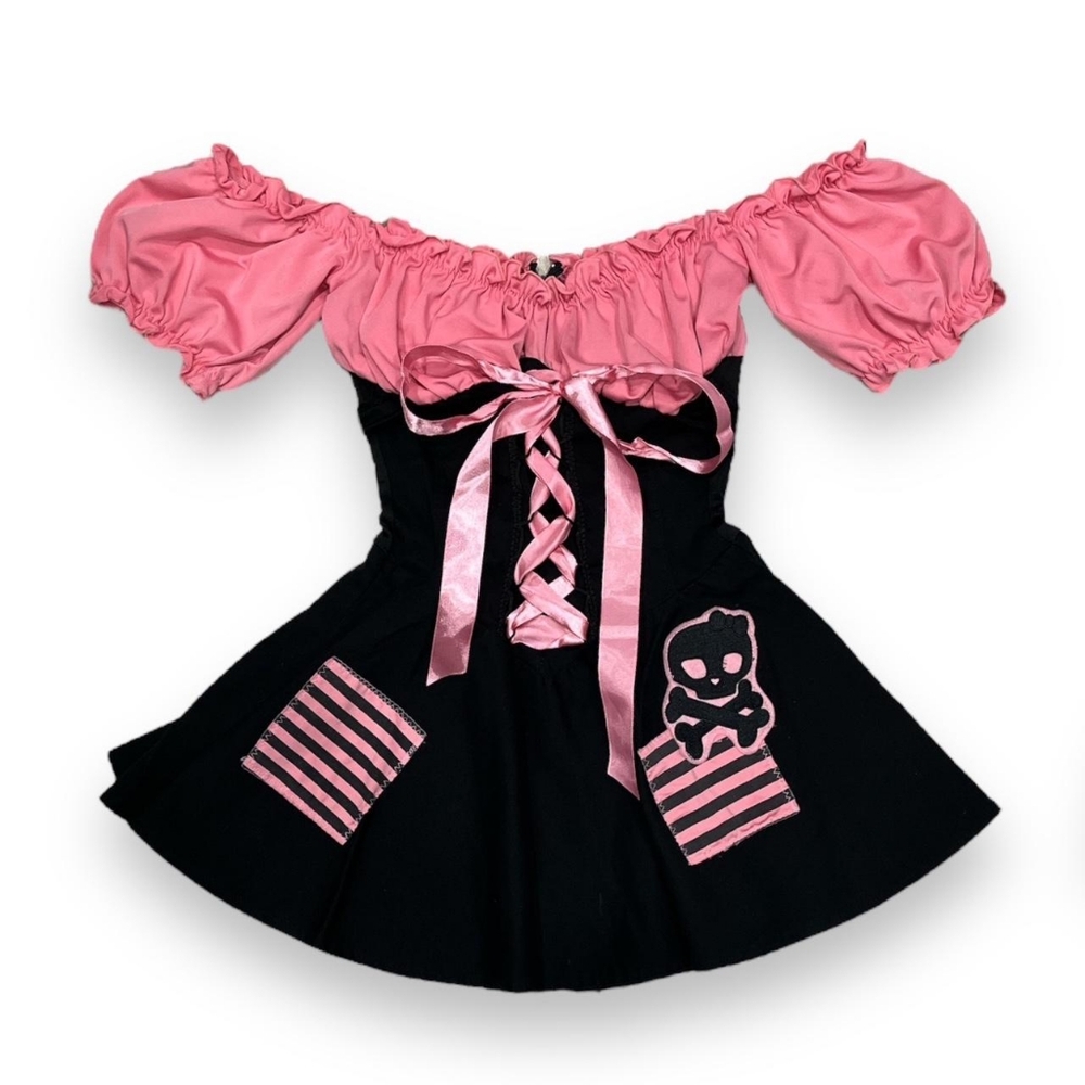 Milkmaid/ Pirate Faux Corset Dress - Picture 2 of 3